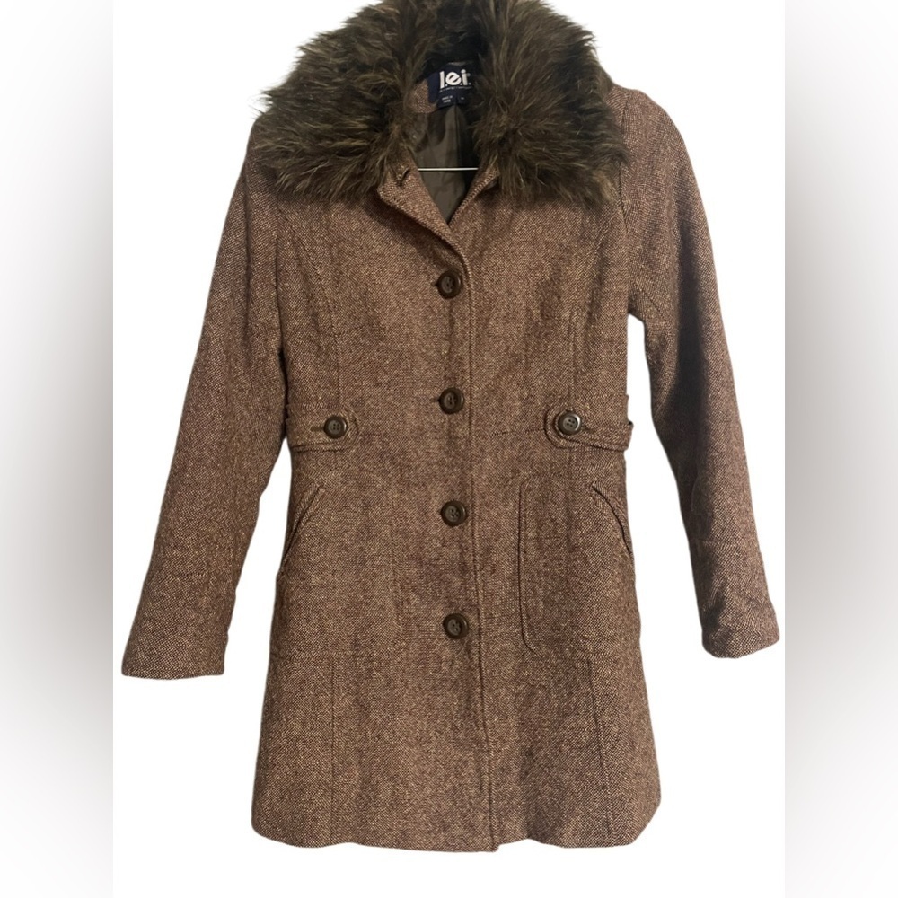 l.e.i jacket/coats for women’s color brown,size: M